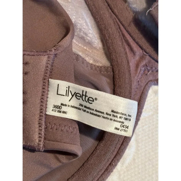 Lilyette Brown Enchantment Lace Underwire Minimizer Bra Size 36DD - Picture 4 of 7